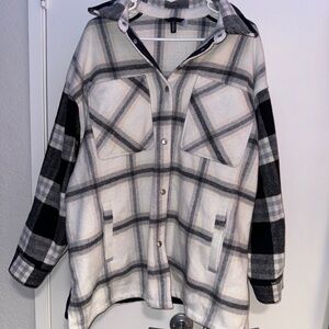 H&M Monochrome Plaid Shirt Jacket